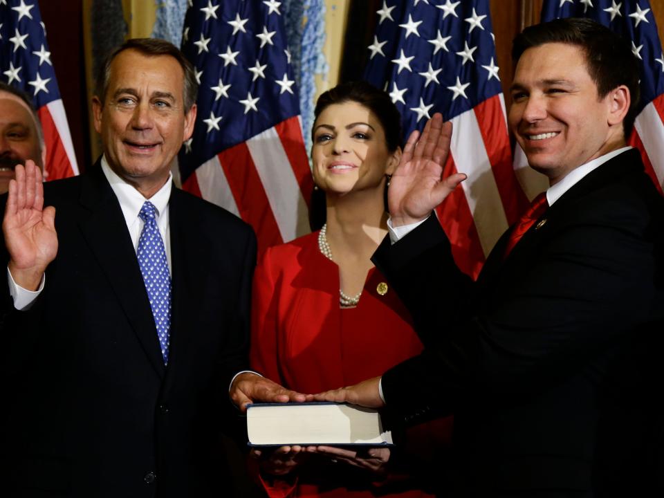 Ron DeSantis is sworn into Congress, as his wife Casey DeSantis holds the Bible