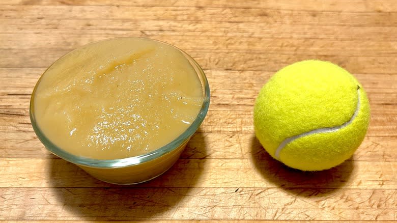 Apple sauce and tennis ball