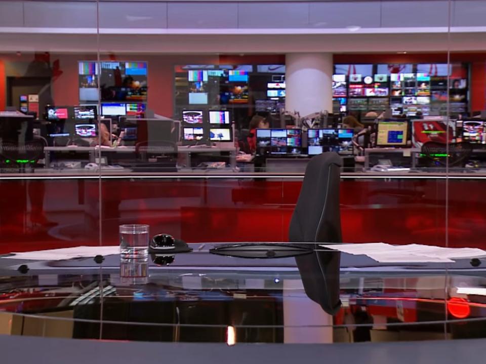 The infamous ‘empty chair’, which introduced a news segment on BBC News in 2014 (BBC)