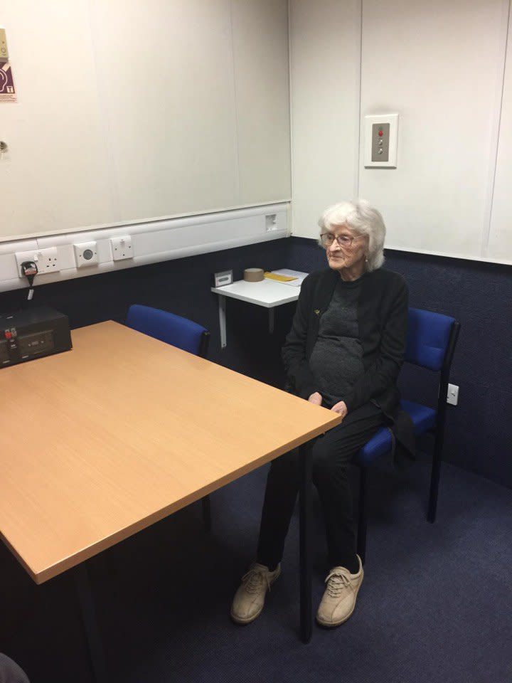 Greater Manchester Police 'arrested' 93-year-old Josie Birds as she said she always wanted to be arrested but had never fallen foul of the law. (Twitter)
