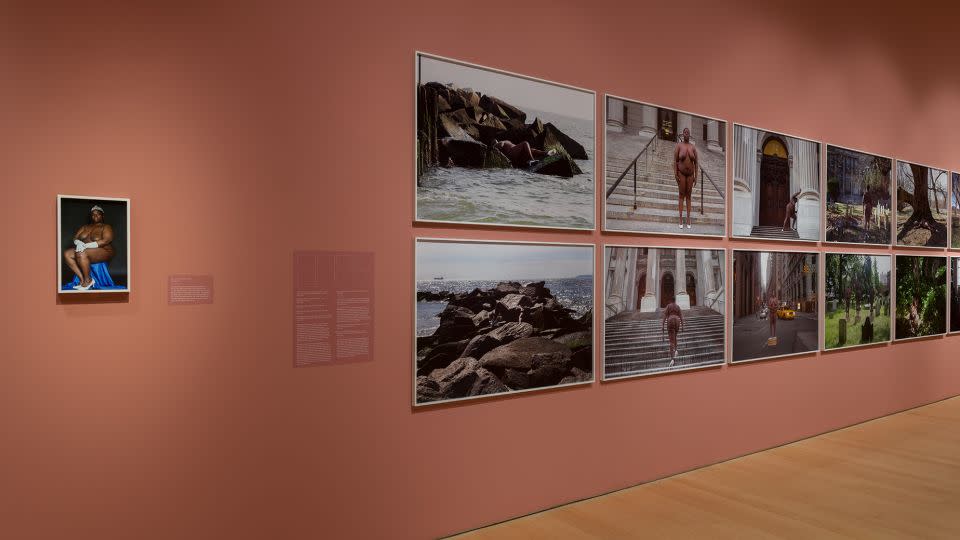 Faustine's "White Shoes" exhibition at the Brooklyn Museum opens with her 2012 shot "Venus of Vlacke Bos," (far left). - Courtesy Brooklyn Museum