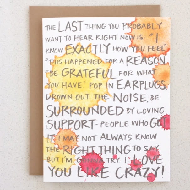 A card that gets real about about those “kind words” said after a pregnancy loss