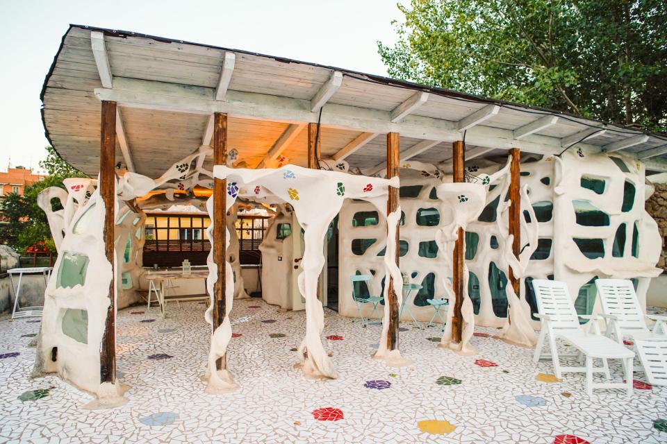 The outside of the author's livable sculpture Airbnb in Rome