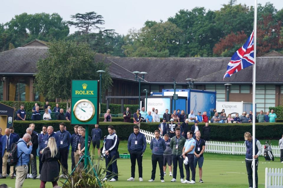 A two-minute period of silence was observed by staff, players and caddies at Wentworth on Saturday (Adam Davy/PA) (PA Wire)