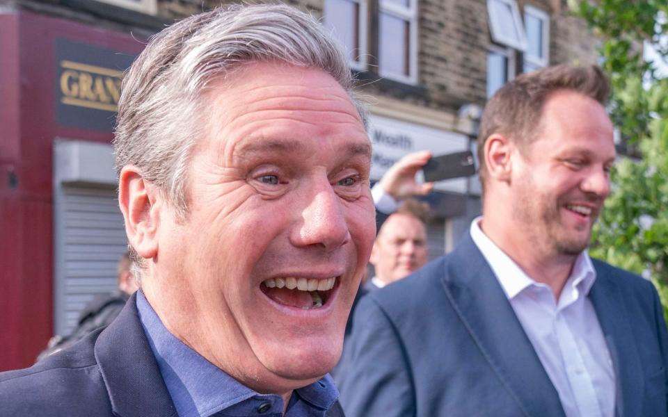 Sir Keir Starmer and Simon Lightwood, Labour's newest MP, were all smiles in Wakefield today - Danny Lawson/PA Wire