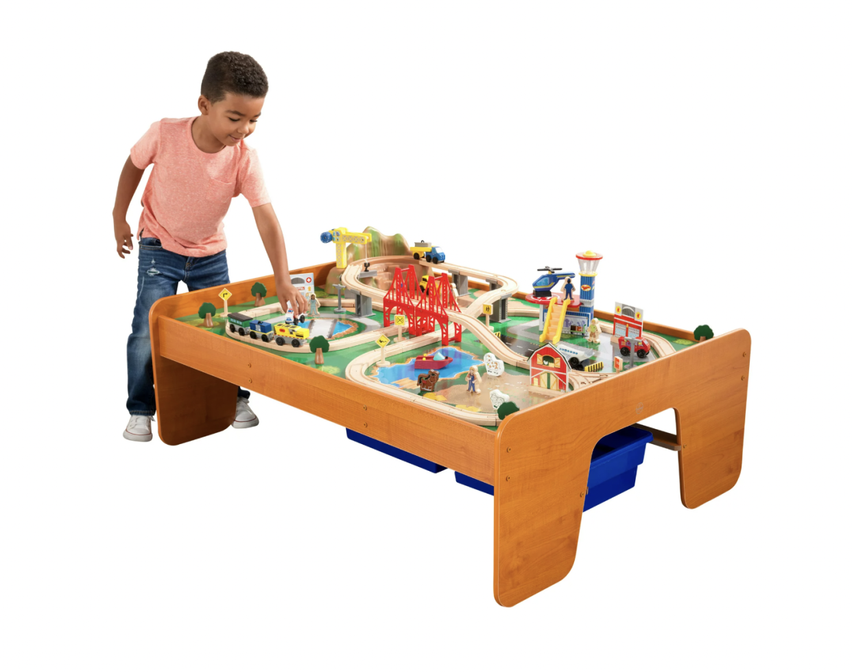 Wooden Train Set and Table