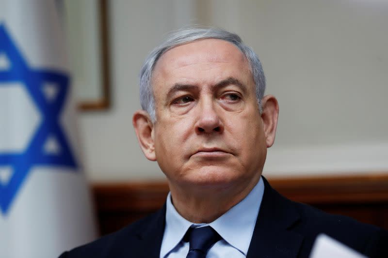 Israeli Prime Minister Benjamin Netanyahu attends the weekly cabinet meeting in Jerusalem