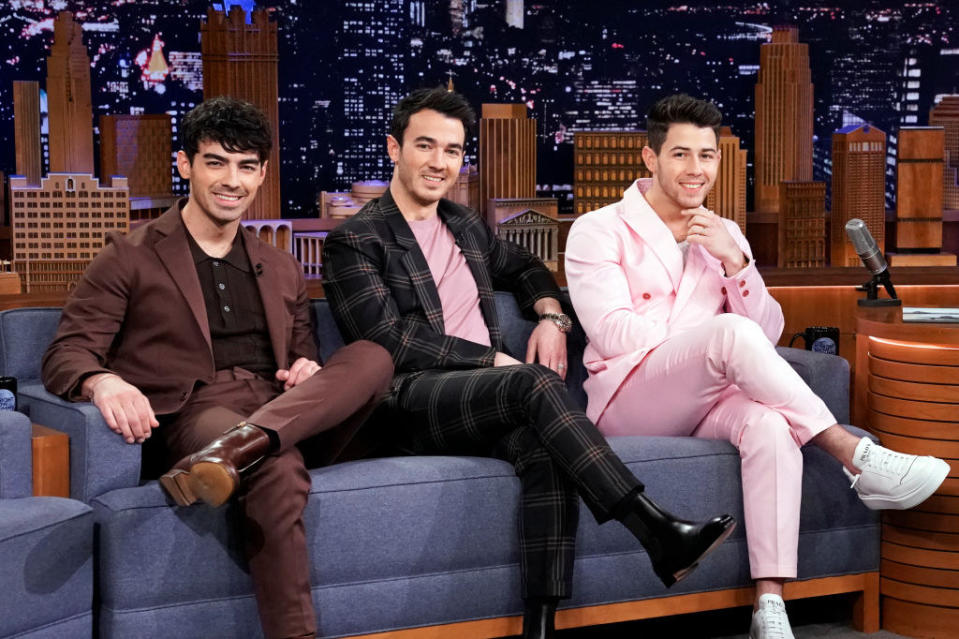 the Jonas Brothers on a talk show