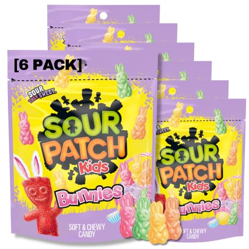 SOUR PATCH KIDS Bunnies Soft & Chewy Easter Candy Bundle. Includes (6) -10 Oz. Bags of Sour Patch Kids Easter Sweet and Sour Easter Bunny Candy. Perfect for Easter Basket Stuffers!