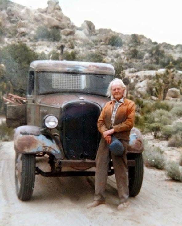 In 1934, the late Army veteran John Riley Bembry joined other local homesteaders to erect the Mojave Memorial Cross atop Sunrise Rock, near Teutonia Peak just south of Mountain Pass in the Mojave National Preserve.