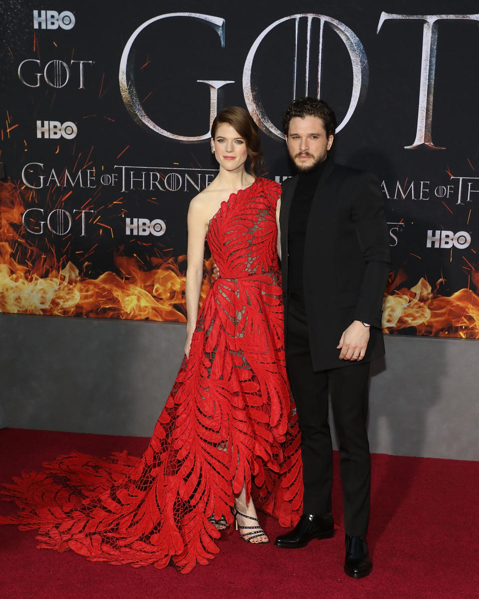 Kit pictured with wife Rose Leslie in April this year. Photo: Getty 