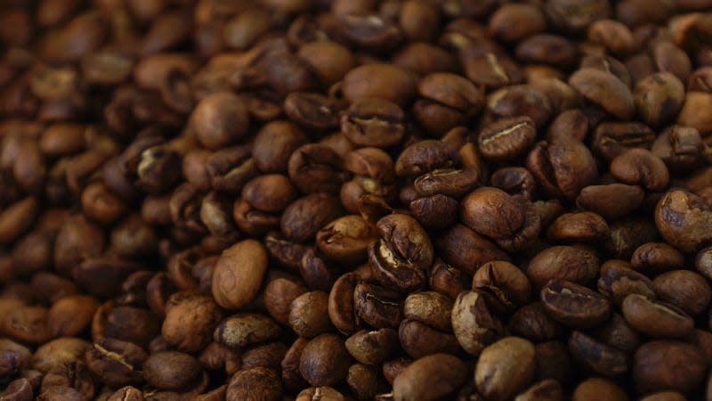 A close up photo of roasting coffee beans. 