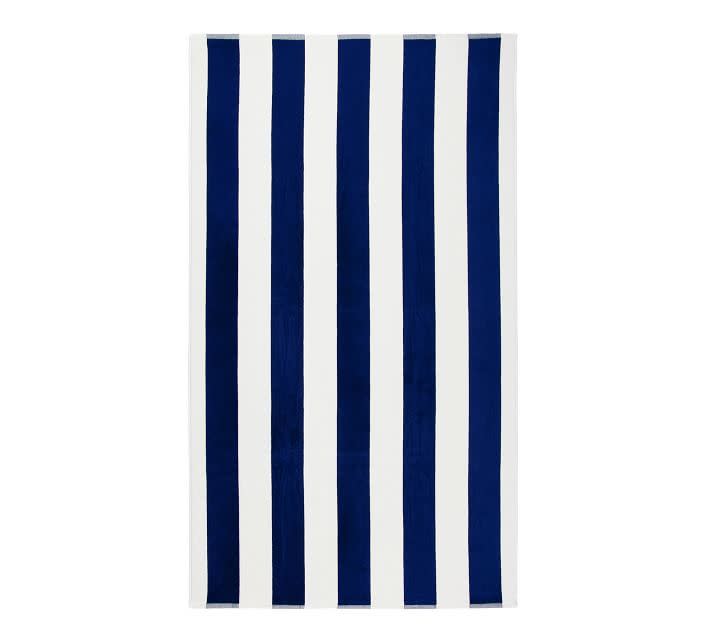 52) Chambray Classic Awning Striped Organic Beach Towel