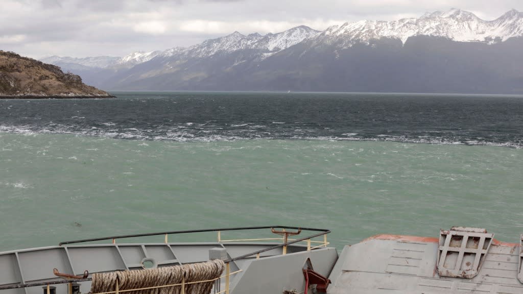  Where the two oceans meet as seen from a boat.  