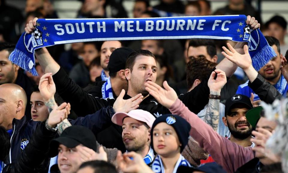 South Melbourne fans chant songs