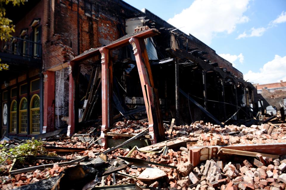 The old Humpfrees building on Thursday September 22, 2022, after a fire that destroyed the remaining part of the already abandoned historic building.