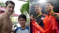 Eight years ago Joseph Schooling took a photo with his idol Michael Phelps. Today he beat him to win Singapore's first-ever Olympic gold medal.