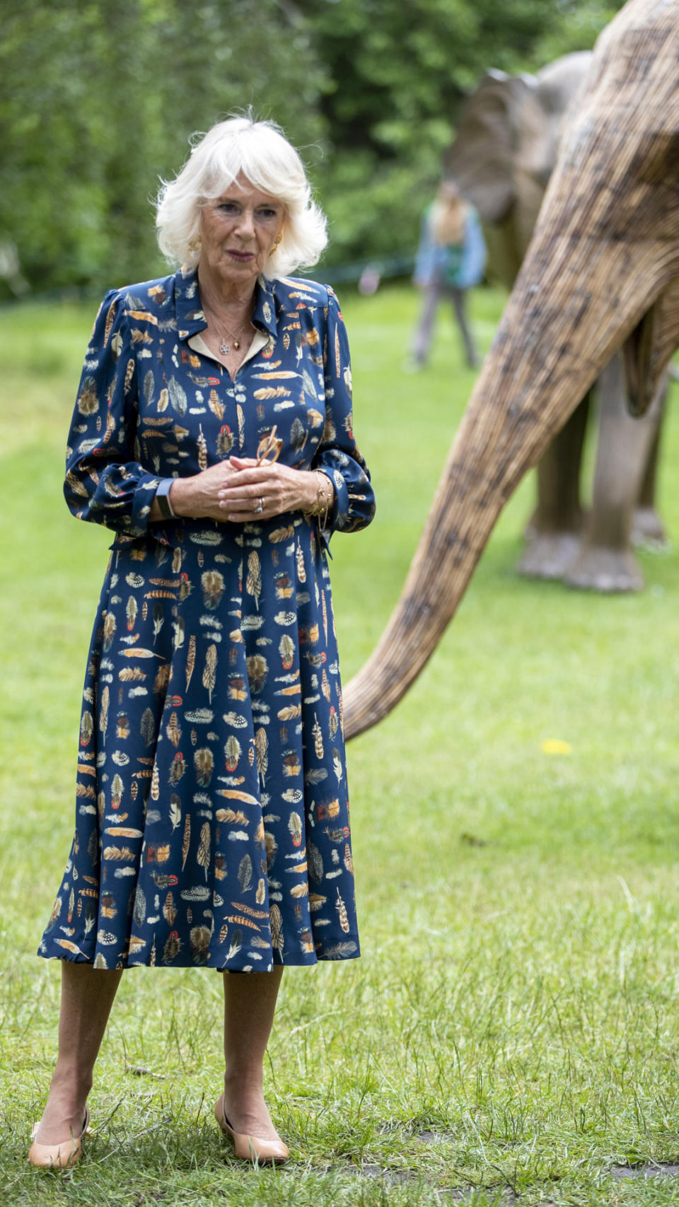 The feather-print dress