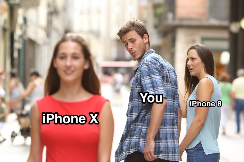 iphone 8 distracted boyfriend meme