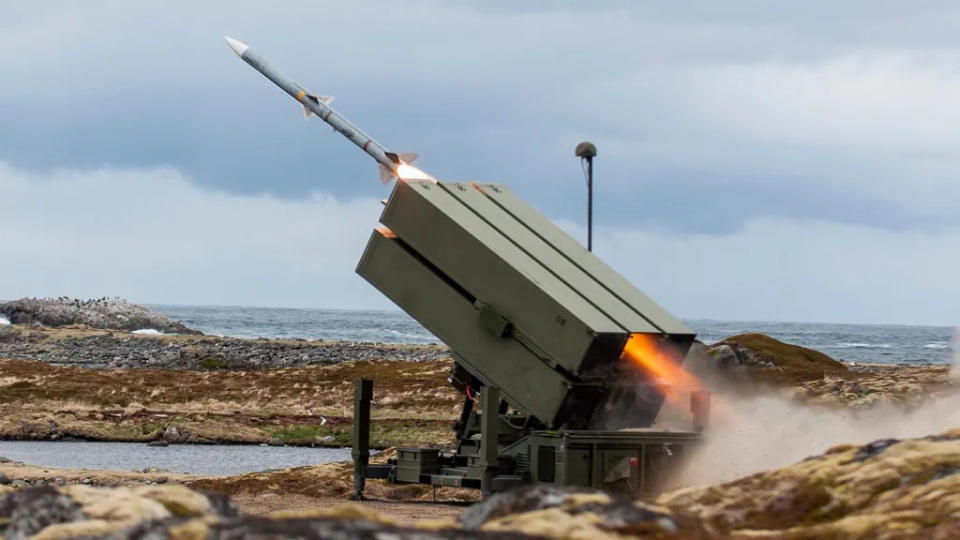 A NASMAS launcher seen firing an AIM-120 missile. <em>Kongsberg</em>