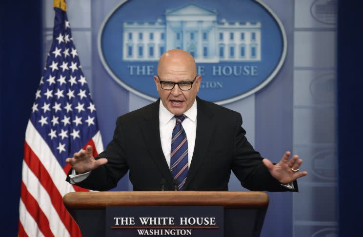 McMaster speaks to reporters in the briefing room at the White House on Tuesday. (Joshua Roberts/Reuters)