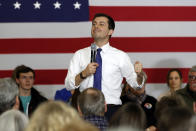 Democratic presidential candidate former South Bend, Ind., Mayor Pete Buttigieg speaks at a town hall meeting at the Iowa Wesleyan University Howe Student Activity Center, in Mount Pleasant, Iowa, Tuesday, Jan. 21, 2020. (AP Photo/Gene J. Puskar)