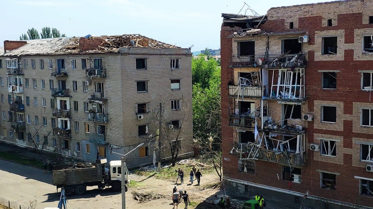 Residential buildings struck by Russian missiles in Slovyansk, in Donbas, eastern Ukraine (Supplied/Kim Sengupta)