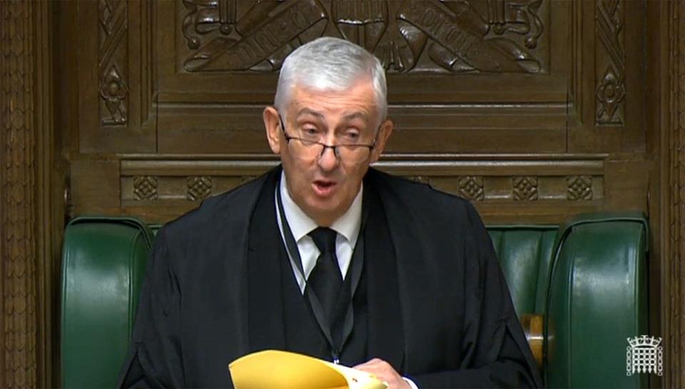 House of Commons Speaker Lindsay Hoyle addresses lawmakers in the House of Commons (PRU/AFP via Getty Images)