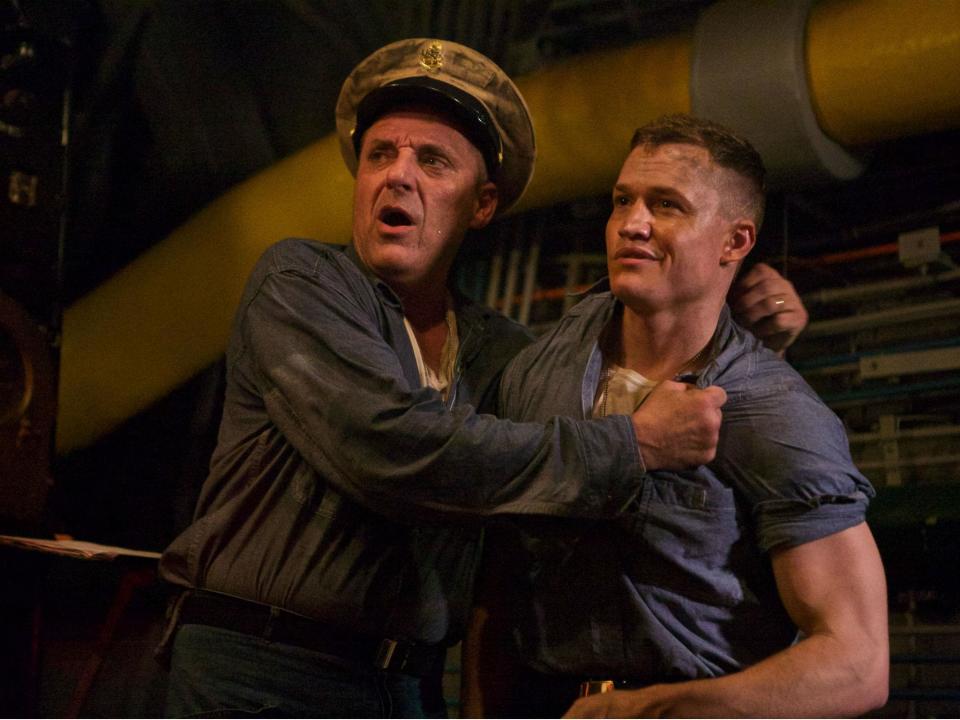 Tom Sizeman and Matthew Pearson in 'USS Indianapolis' (2016) - but Sizeman was on the point of stardom after roles in 'Heat' and 'Saving Private Ryan' in the late Nineties before drugs and lurid debauchery brought him low again