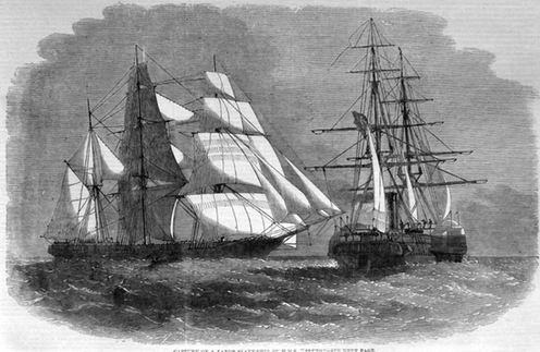 <span class="caption">The capture of a slave ship by the Royal Navy in 1859, from which 847 enslaved Africans were released.</span> <span class="attribution"><span class="source">Illustrated London News</span></span>