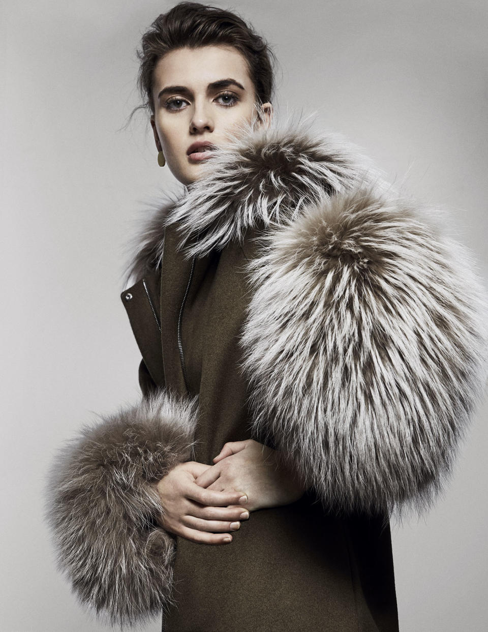 Adeam's wool and cashmere parka with Chinese raccoon fur. Ming Yu Wang earring (worn throughout).