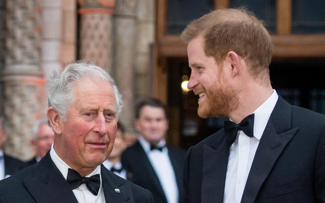 LONDON, ENGLAND - APRIL 04: Prince Charles, Prince of Wales and Prince Harry, Duke of Sussex attend the "Our Planet" global premiere at Natural History Museum on April 04, 2019 in London, England. (Photo by Samir Hussein/Samir Hussein/WireImage) -  (Photo by Samir Hussein/Samir Hussein/WireImage)/ (Photo by Samir Hussein/Samir Hussein/WireImage)