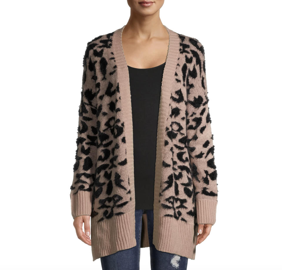 A leopard print cardigan