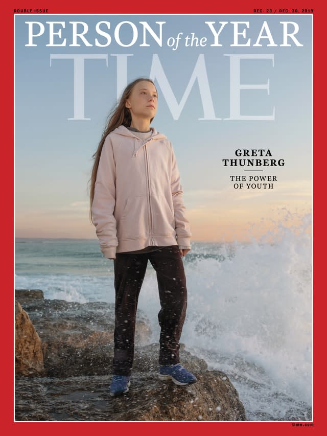 Greta Thunberg on the front of Time