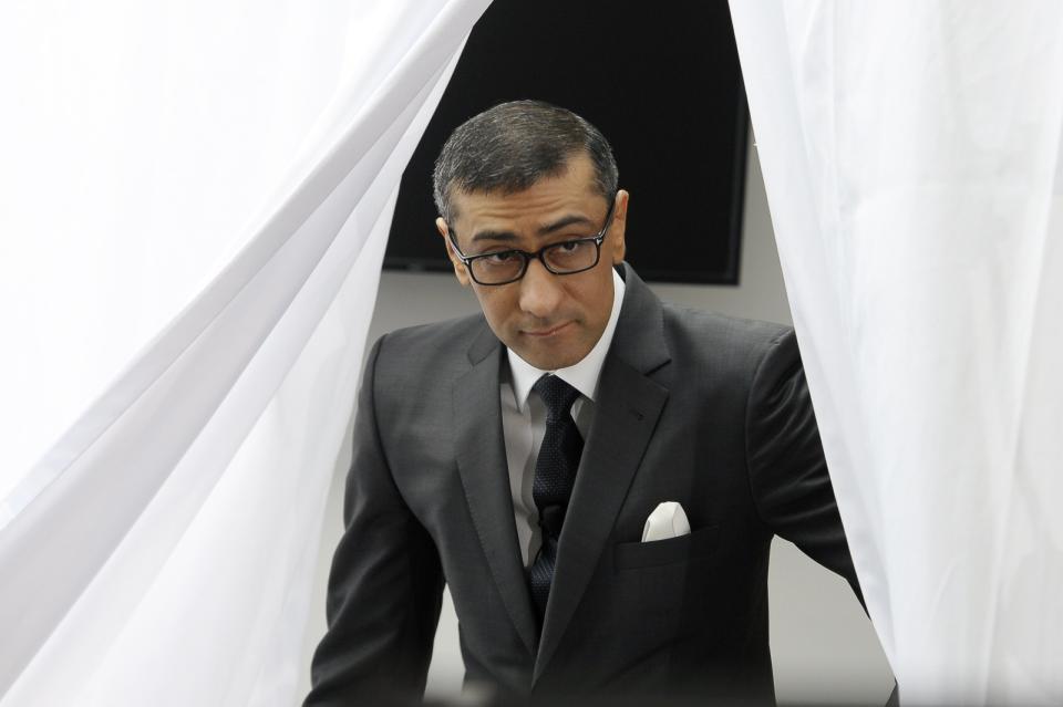 New President and Chief Executive Officer of Nokia Rajeev Suri attends the press conference where Nokia announced first quarter earnings in Espoo, Finland Tuesday, April 29, 2014. (AP Photo/Lehtikuva, Heikki Saukkomaa) FINLAND OUT, NO SALES