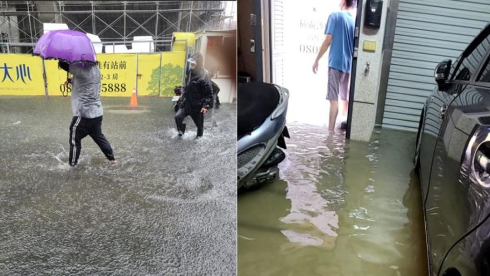 台中沙鹿淹水。（圖／翻攝自沙鹿之美臉書）