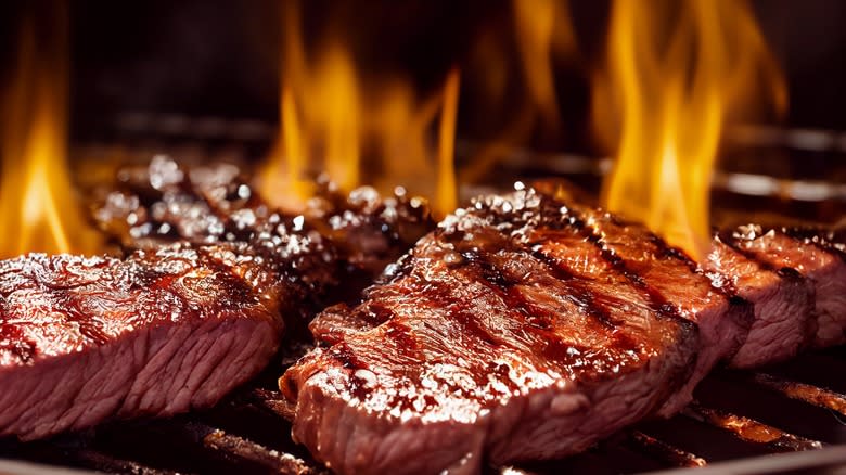 Steak on grill 