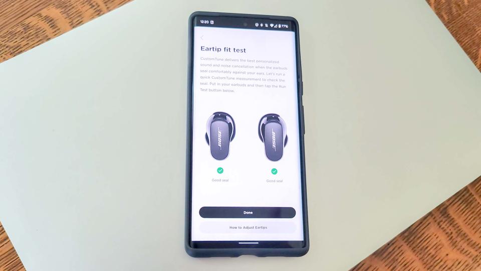 Show fit test app for Bose QuietComfort Earbuds 2
