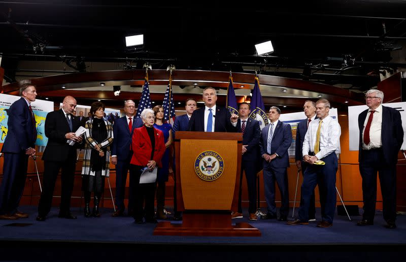 U.S. House Republicans hold news conference to discuss investigation into Biden family’s business dealings on Capitol Hill in Washington