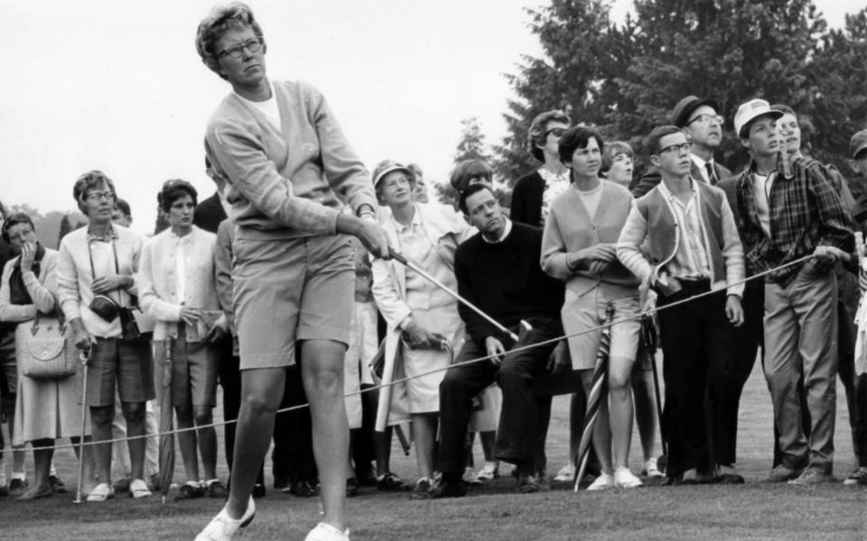 Mickey Wright's iron shot from the fairway at the Toronto Golf Club. Hall of Fame golfer Wright, who won 82 LPGA tournaments including 13 majors, died Monday, Feb. 17, 2020, of a heart attack - AP