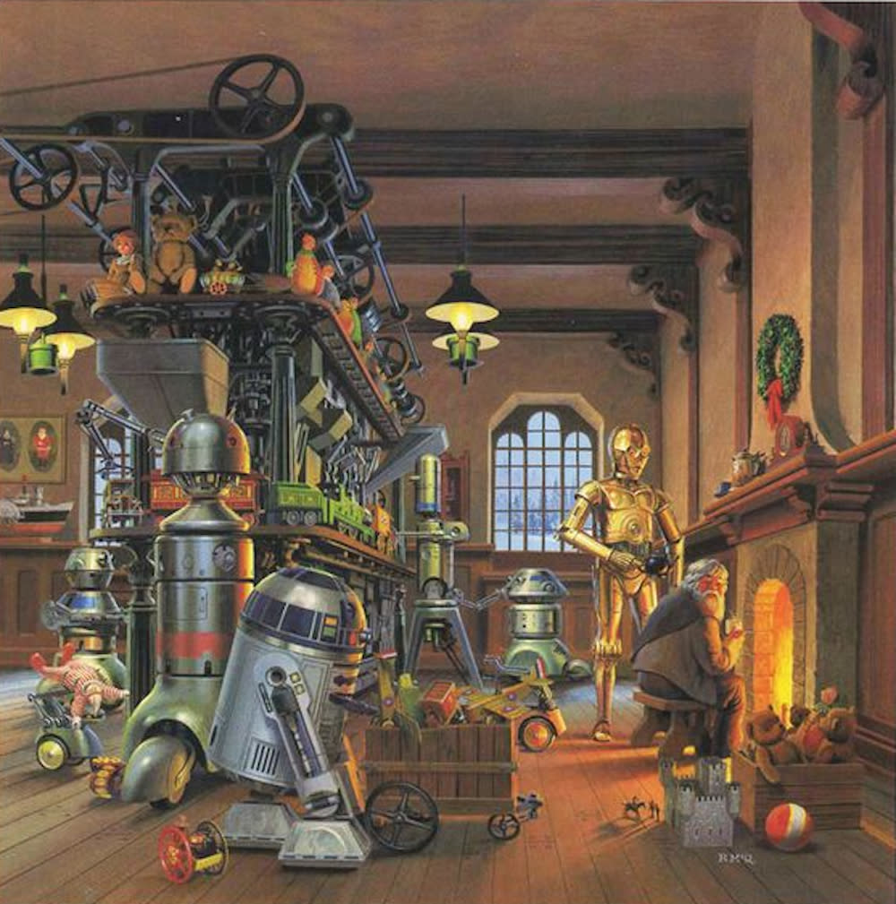Ralph McQuarrie’s cover art for <em>Christmas in the Stars</em>. (Image: Lucasfilm)