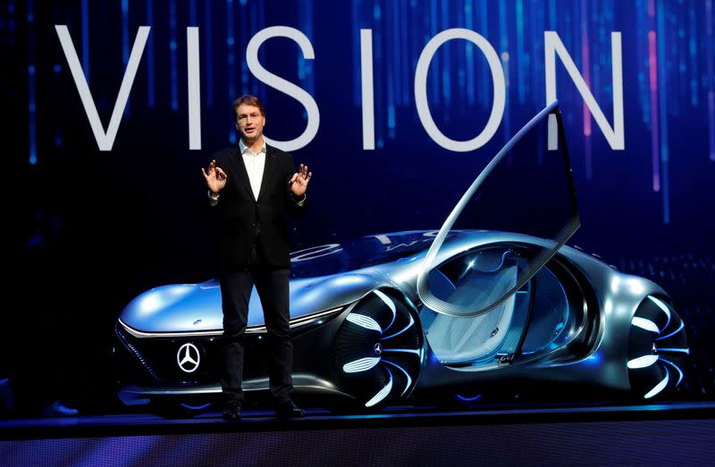 FILE PHOTO: Ola Kallenius, chairman of the board of Daimler AG and Mercedes-Benz AG, unveils the Mercedes-Benz Vision AVTR concept car, inspired by the Avatar movies, at a Daimler keynote address during the 2020 CES in Las Vegas