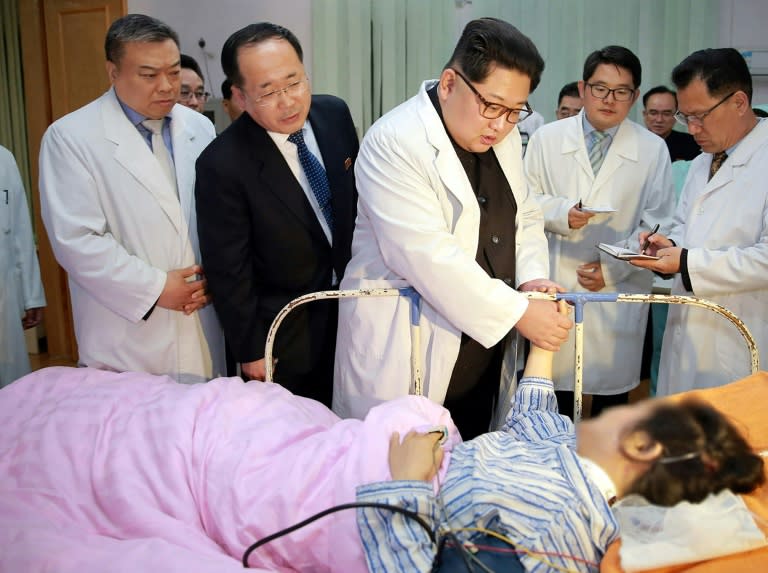 North Korean leader Kim Jong Un visited survivors in hospital, calling the bus crash his people's "own misfortune"