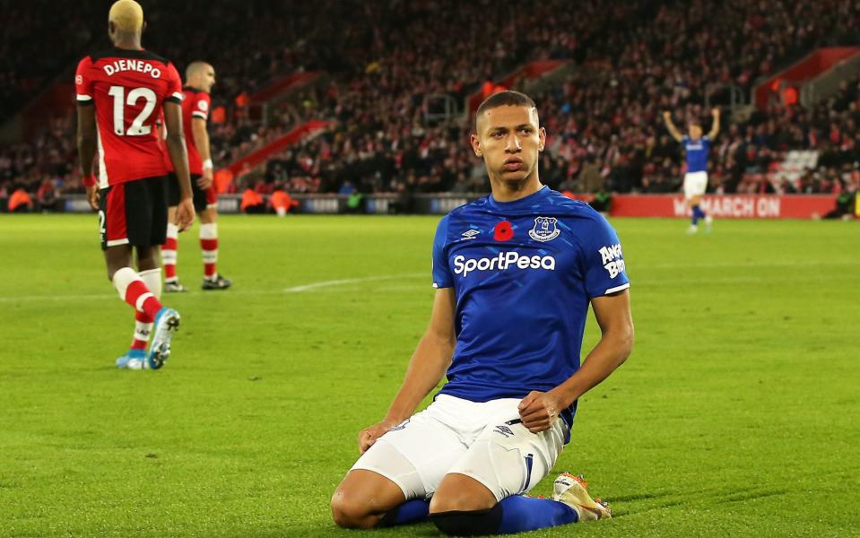 Richarlison celebrates after scoring Everton's second goal in their 2-1 win at St Mary's - PA