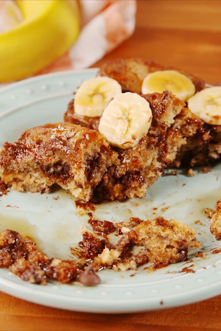 <p>Be the brunch superstar you were born to be.</p><p>Get the <a href="https://www.delish.com/uk/cooking/recipes/a28831362/banana-bread-french-toast-recipe/" rel="nofollow noopener" target="_blank" data-ylk="slk:Banana Bread French Toast;elm:context_link;itc:0;sec:content-canvas" class="link ">Banana Bread French Toast</a> recipe.</p>