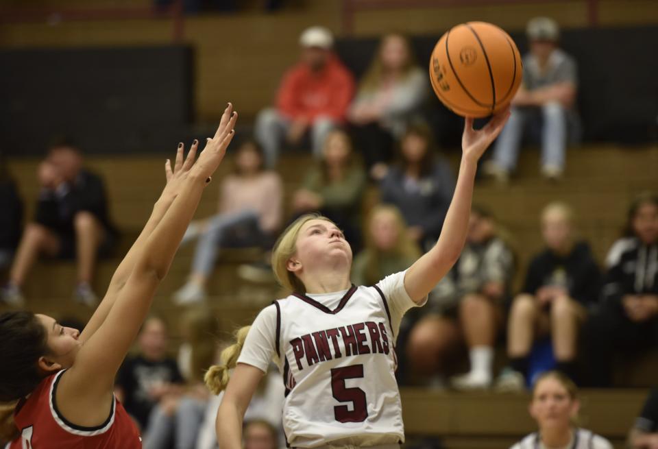 Rachel Mathis attacks the Hurricane defense in the second half as Pine View attempted to mount a comeback on Thursday.