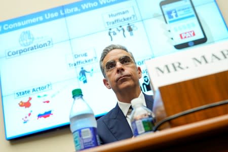 David Marcus, CEO of Facebook’s Calibra, testifies to the House Financial Services Committee in Washington.