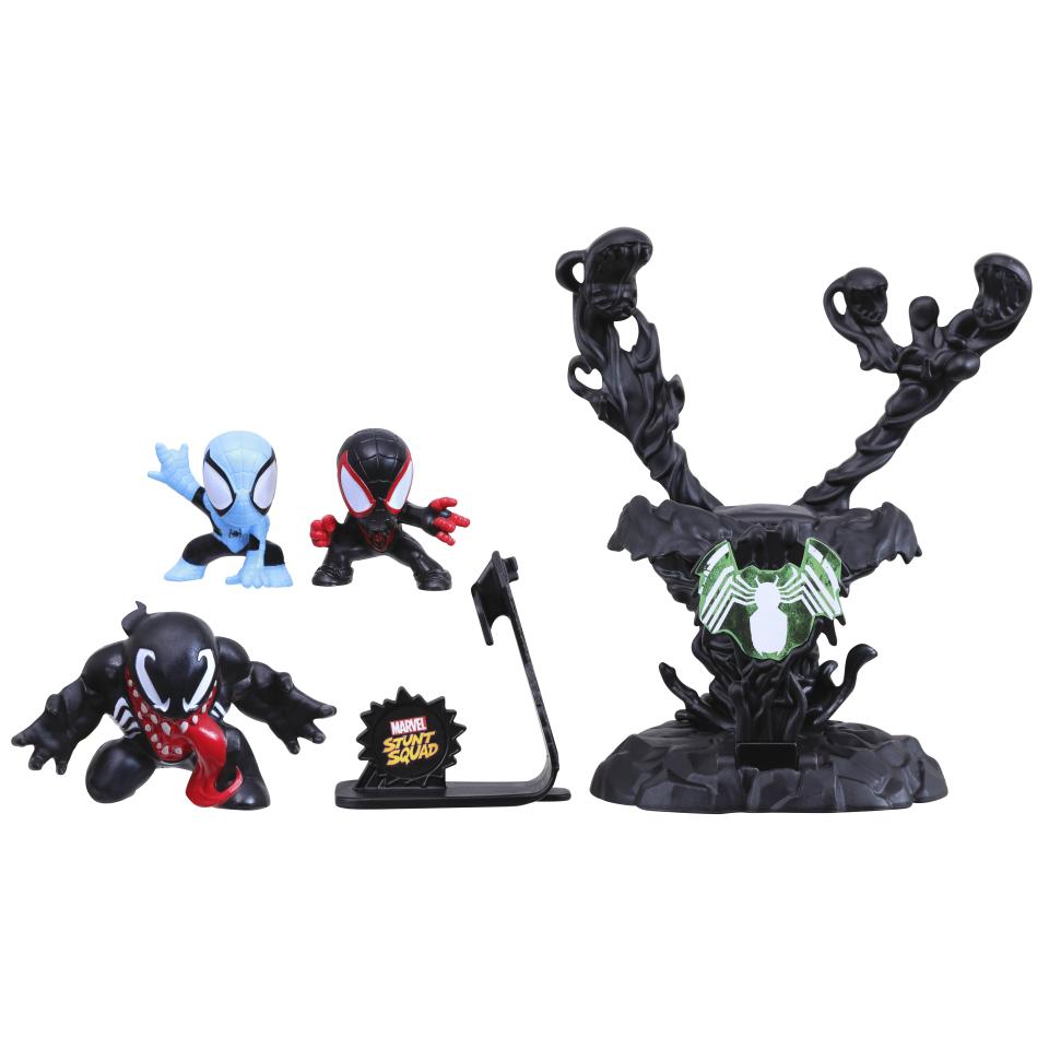 Marvel Stunt Squad Villain Knockdown Spider-Man and Miles Morales vs. Venom Playset (Photo: Courtesy of Hasbro)