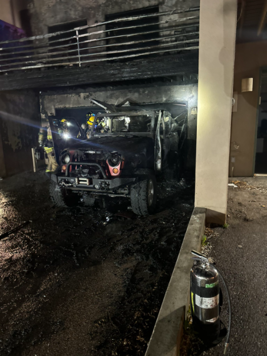 A vehicle fire that damaged a structure in Old Colorado City