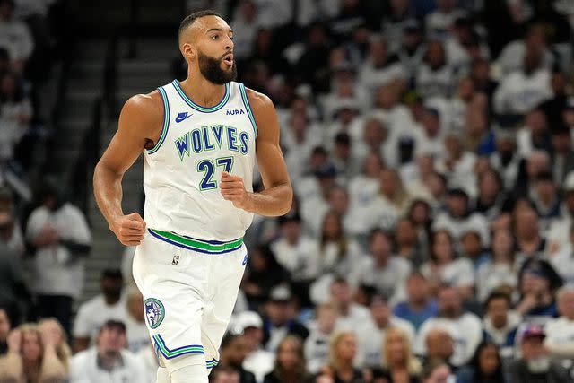 <p>Patrick McDermott/Getty Images</p> Rudy Gobert of the Minnesota Timberwolves